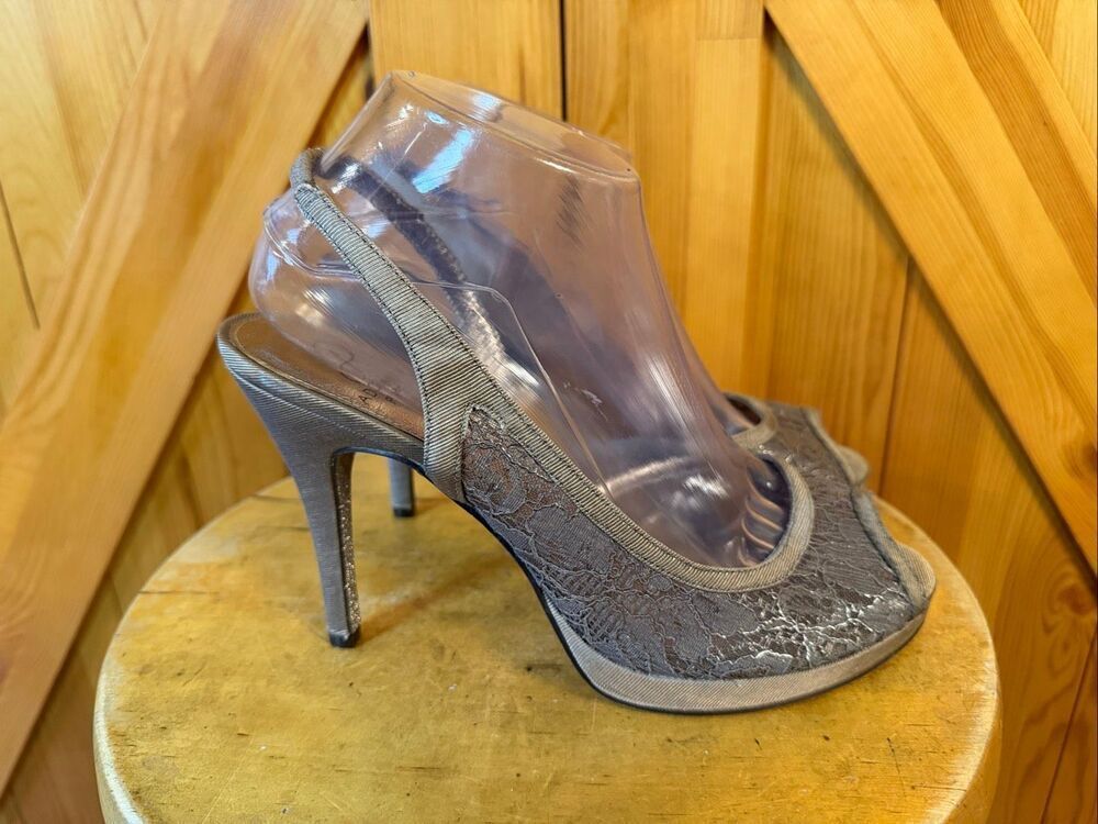 Adrianna Papell Georgi LC Khaki 1890 Mesh Lace Heels Size 9M